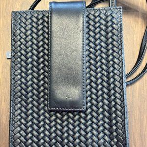 Designer black leather phone crossbody purse ("Vivo")